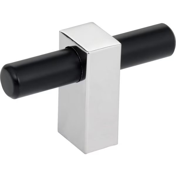 2-3/8In. Overall Length Matte Black W/ Polished Chrome LarkinIn.tIn. Knob, Jeffrey Alexander, Mfr#: 478T-MBPC